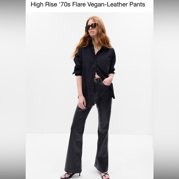 Gap 70’s High Rise Flare Vegan Leather Pants - Picture 1 of 4